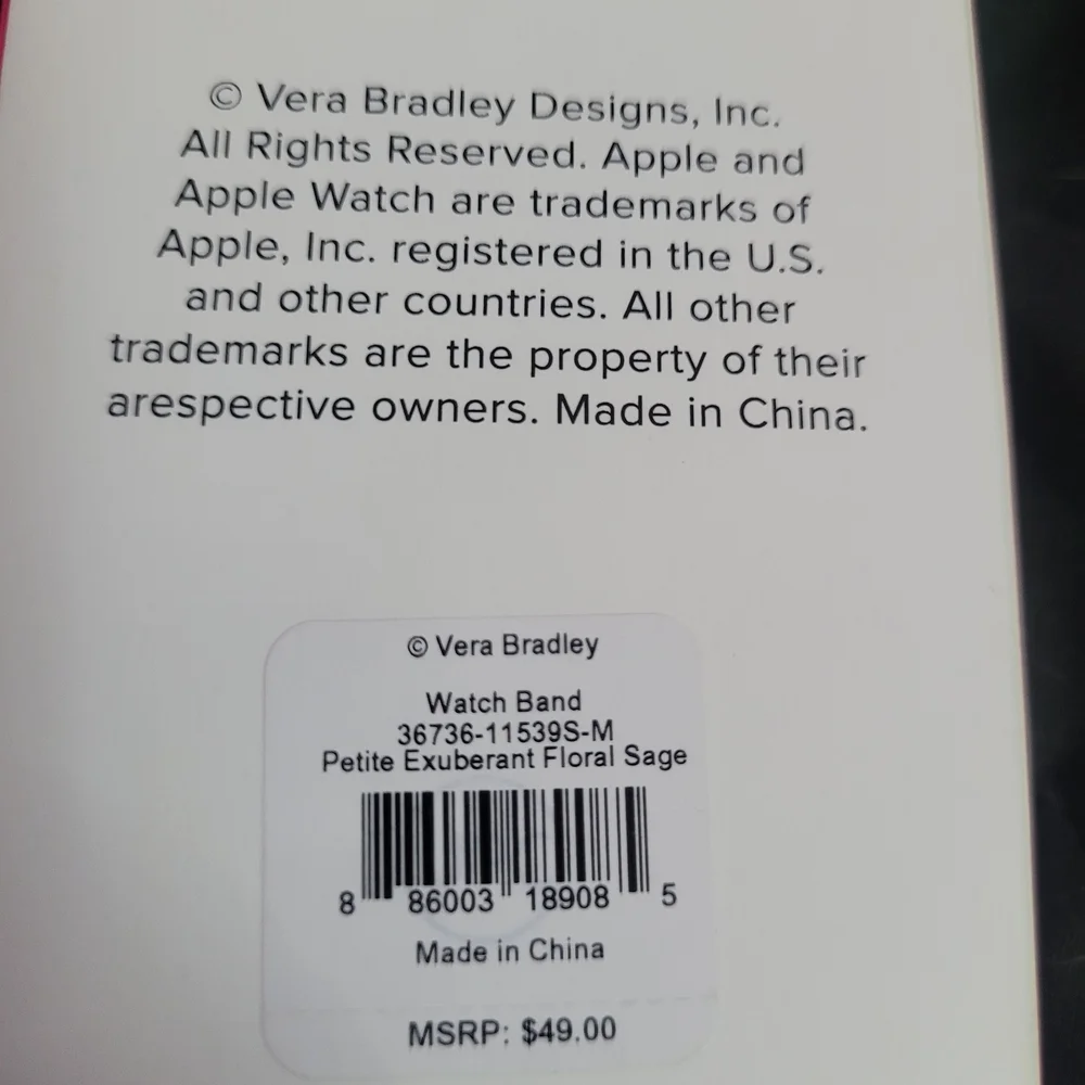 Nib Vera Bradley Floral Watch Band in Pink and Purple